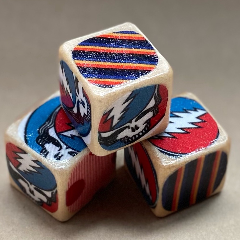 Set of 3 decorative 1.5 inch Grateful Dead blocks